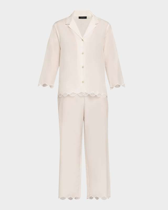 Colette Cropped Lace-Trim Voile Pajama Set
